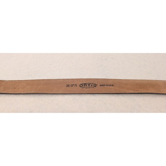Orvis Leather & Woven Western Belt Men's Size 36 Engraved Silver Buckle - Picture 9 of 11